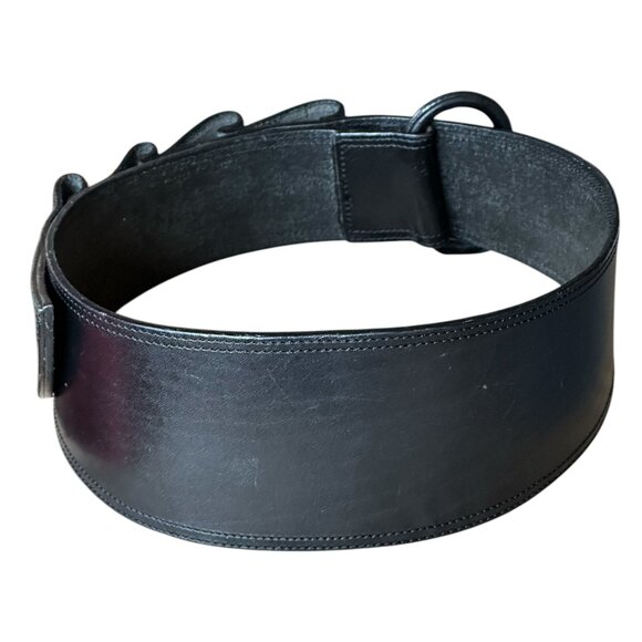 Flawless Claude Montana  Black Leather Notched Belt - Picture 2 of 8